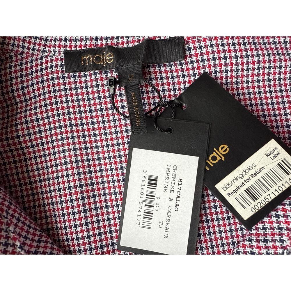 NWT Maje Fitted Button Down Houndstooth Blouse Si… - image 7